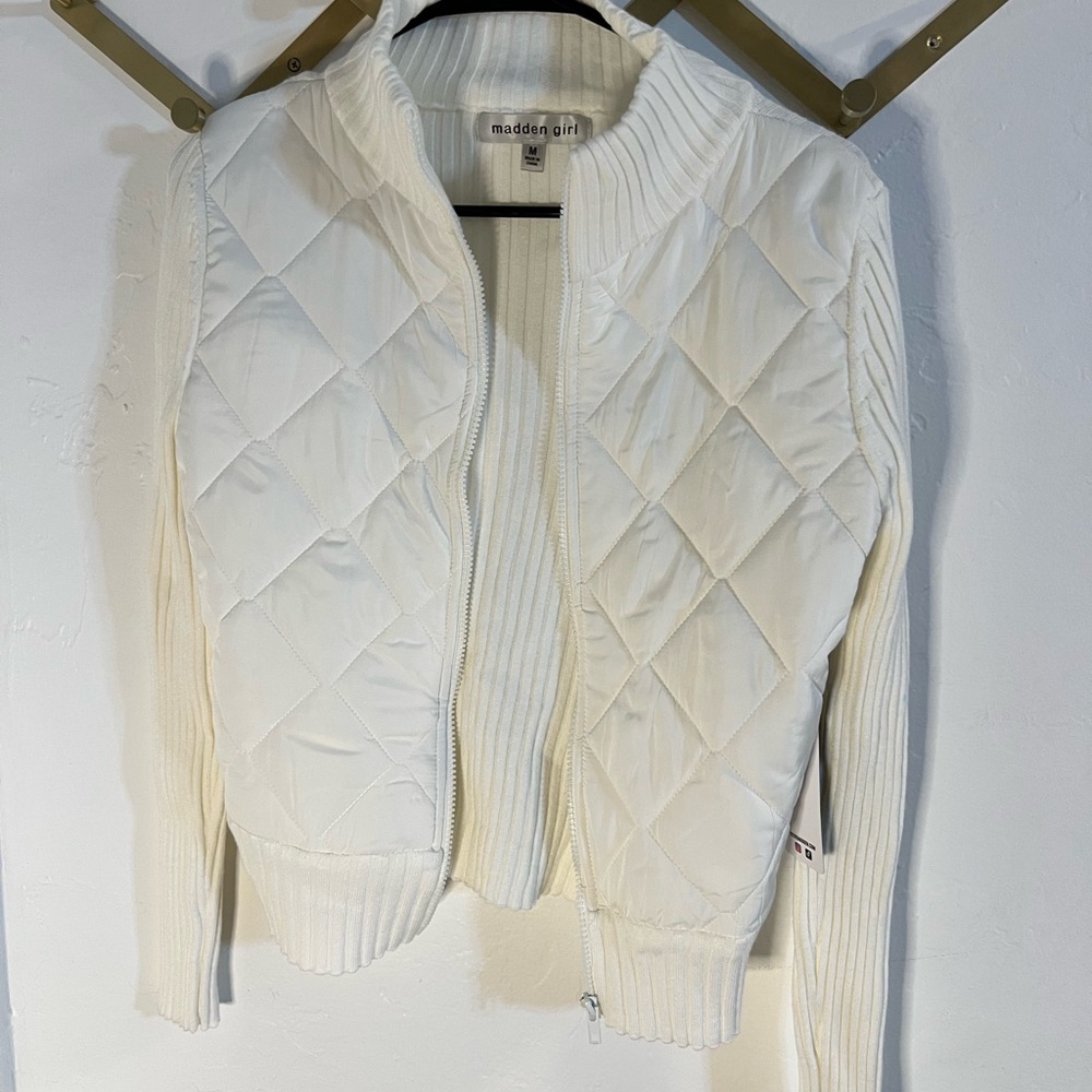 Madden Girl White Quilted Puffer Jacket